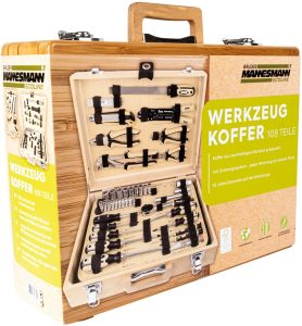 Caisse à outils en bambou Brüder Mannesmann 108 pièces