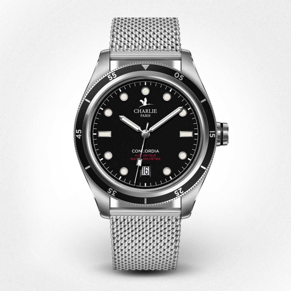Montre homme en acier portée au poignet