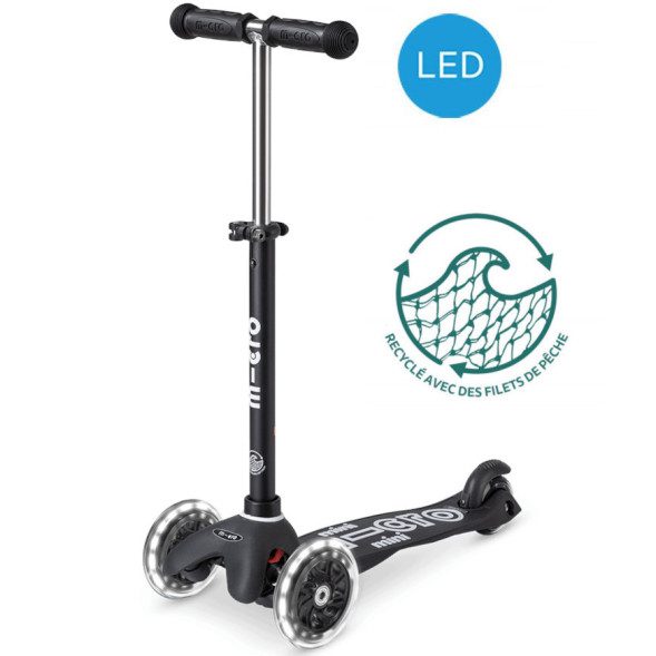 Trottinette 3 roues Mini Micro Deluxe avec roues LED Eco "Noir" (2-5 ans)