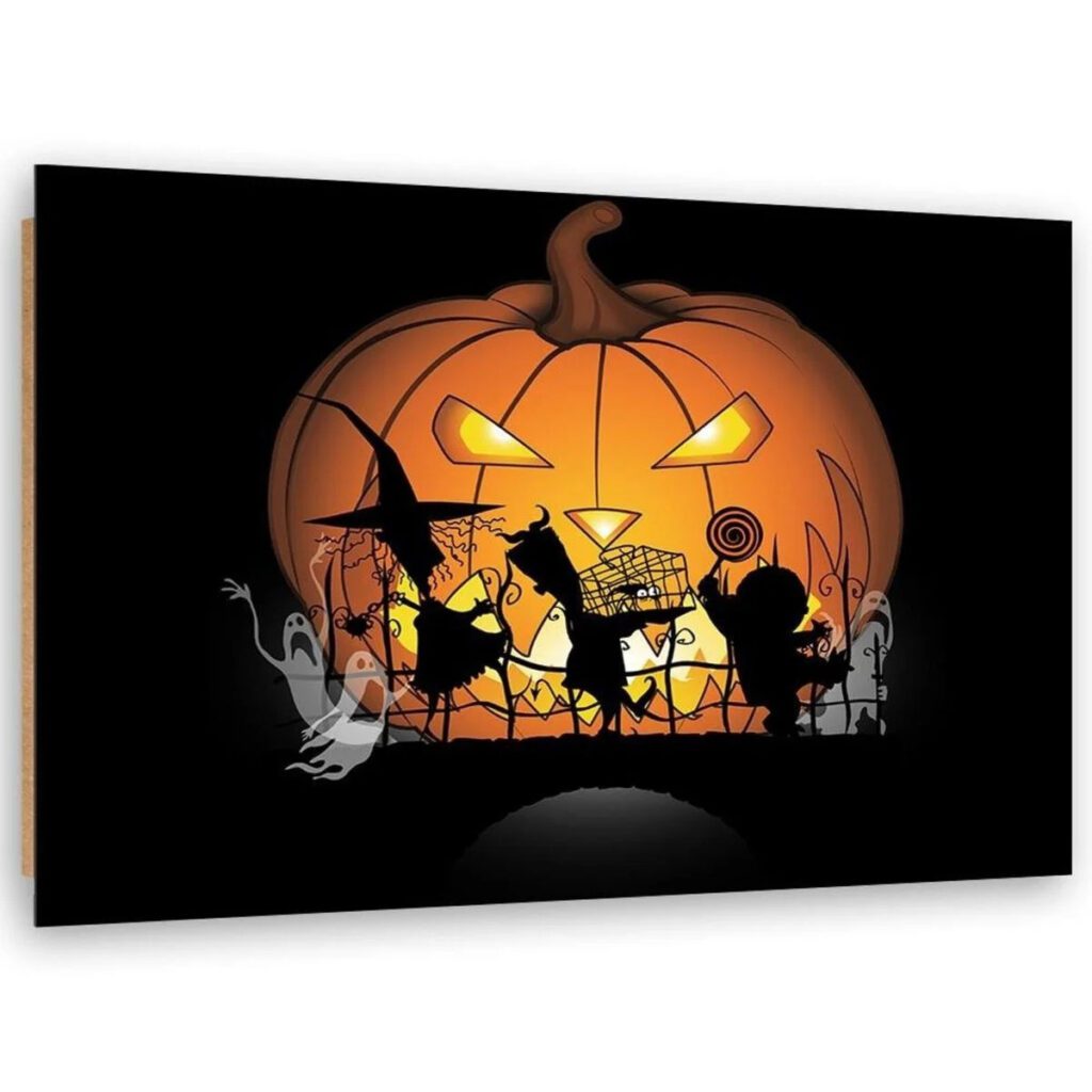 Tableau bois citrouille d'halloween