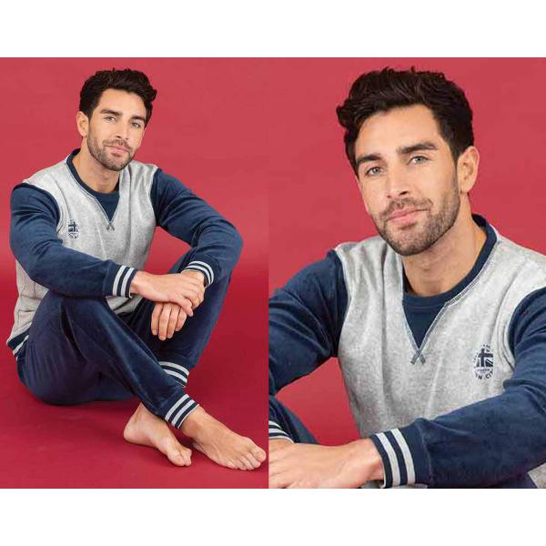 Pyjama homme manches longues style jogging - bleu - LONDONIEN