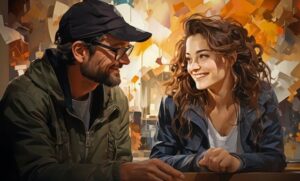 Rencontre entre une jeune femme et un homme